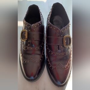 Marc Fisher Like New Studded Brown Faux Leather Slip On Loafer 10